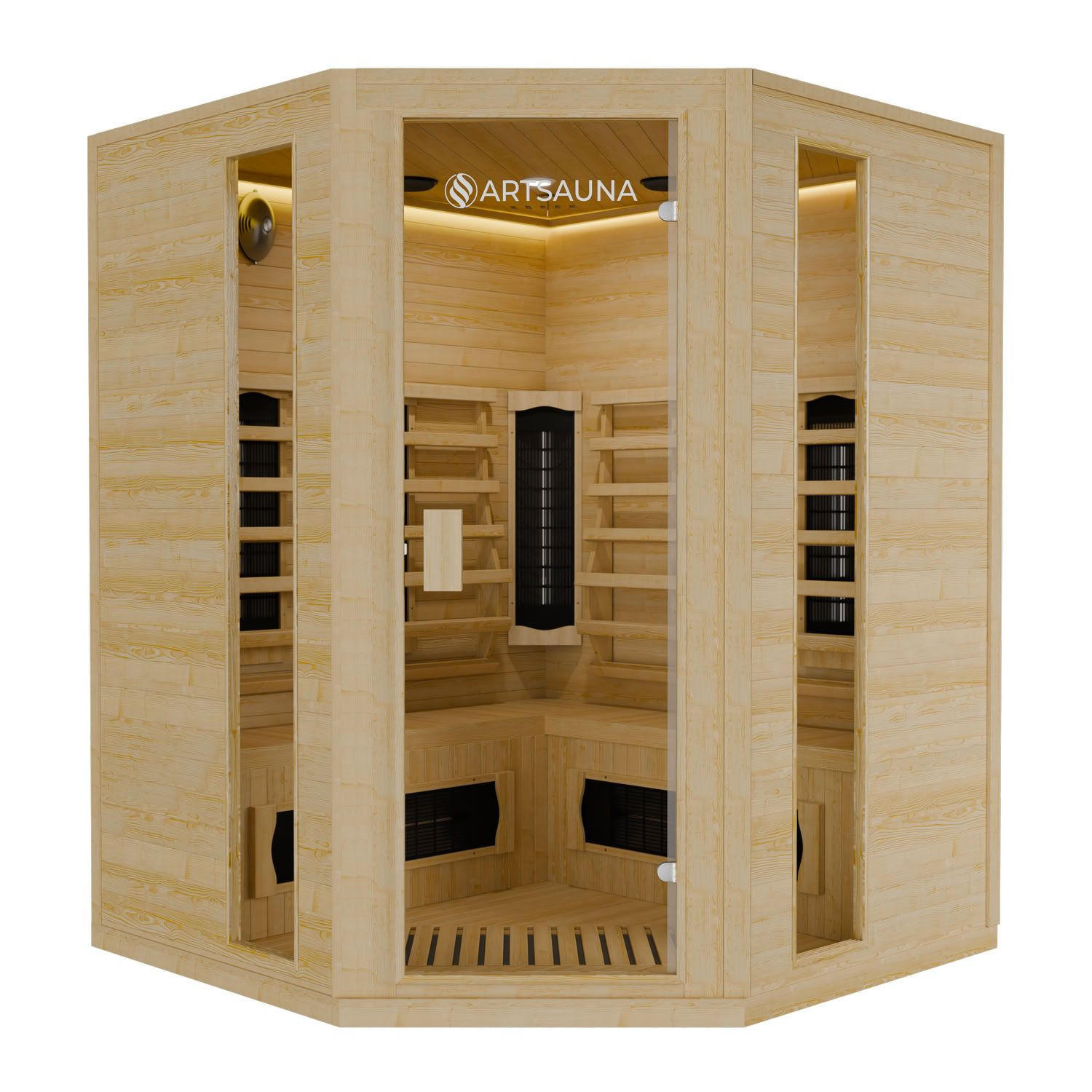 INFRAROTKABINE Nyborg E150K mit Keramik-, Flächenstrahler & Hemlockholz - Naturfarben, Holz (150/190/150cm) - Artsauna