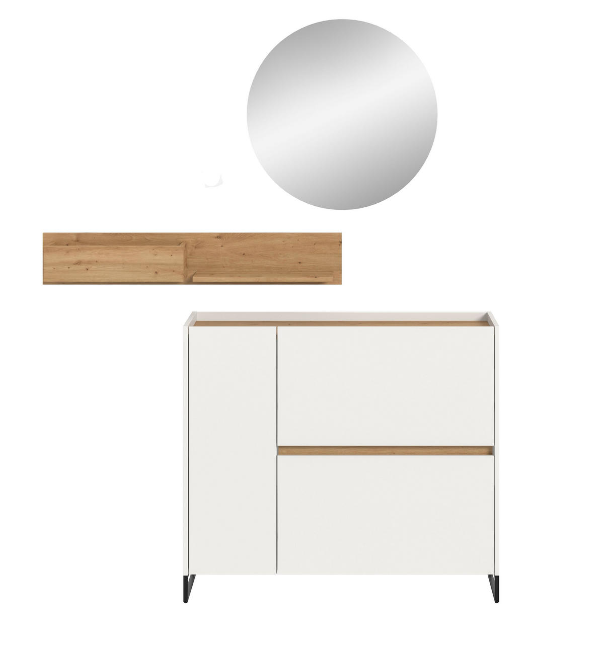 GARDEROBE Flow 3-tlg. (B/H/T: ca. 140/197/32 cm) in Weiß/weiß - Weiß, Holzwerkstoff (140/197/32cm) - Homes & Jones