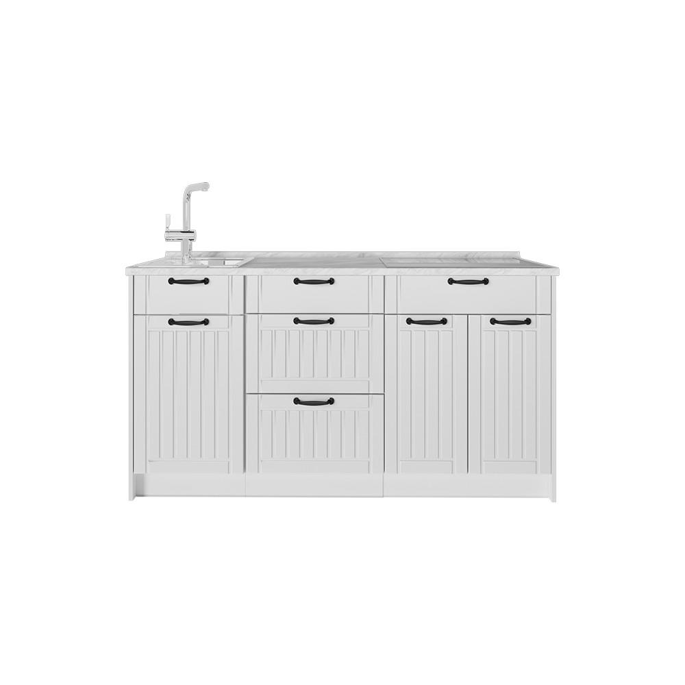 KUCHYNSKÝ BLOK Fame-Line, Biely vidiecky dom/biely, 150 cm, AP Marble - biela, kompozitné drevo (150/82/60cm) - Vicco