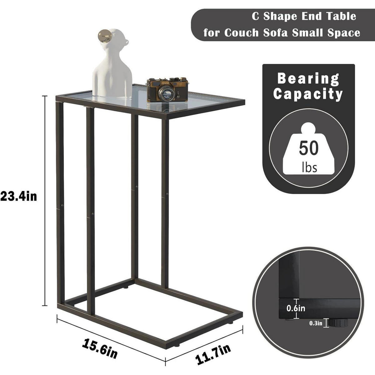 BEISTELLTISCH C-Form 2er Set Glas Schwarz - Multicolor, Glas (69.3/69.3/44.7cm)