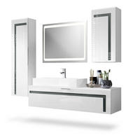 BADMÖBELSET Aloha Absetzungen in Grau Hochglanz - Grau, Holzwerkstoff (210/185/51cm) - Vladon