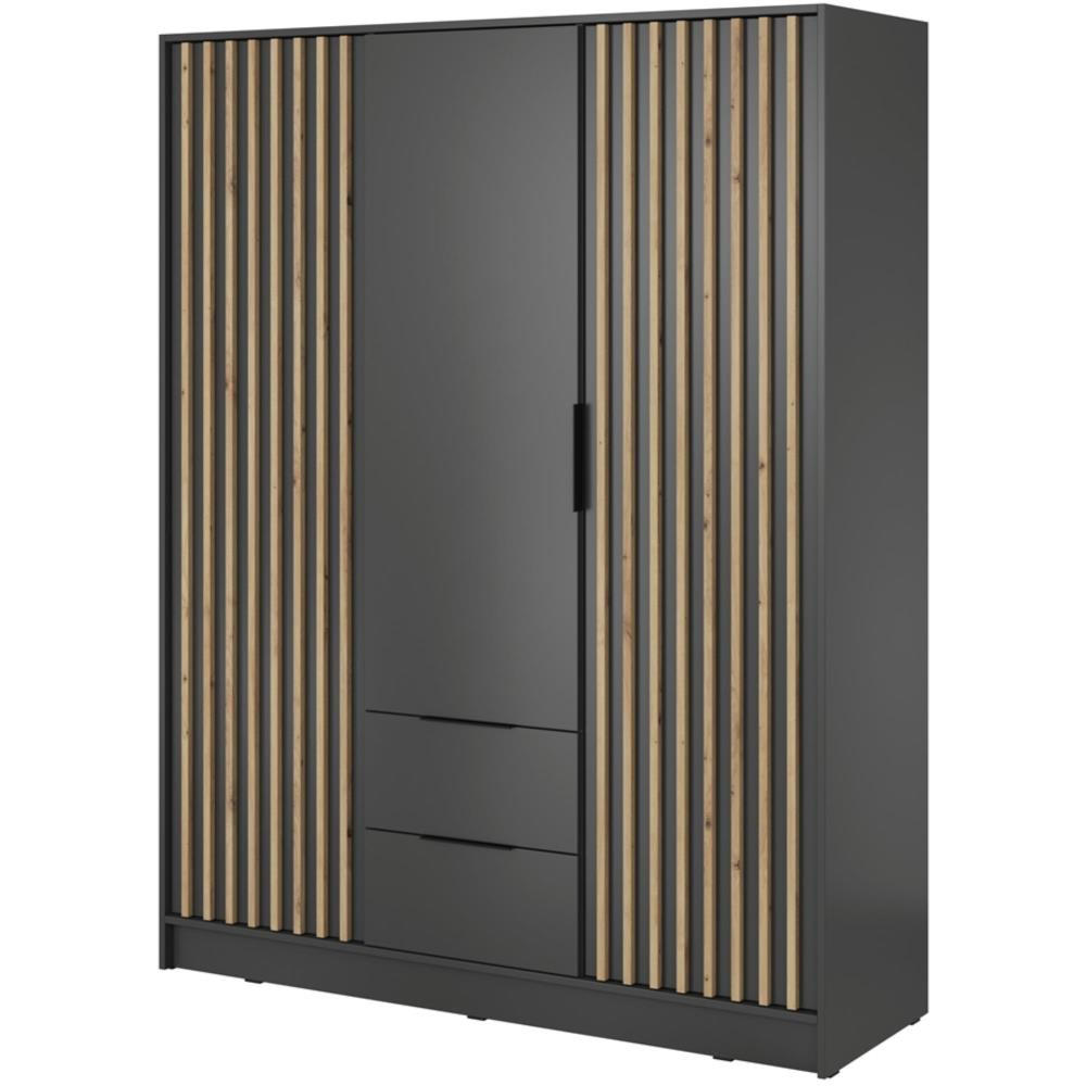 DREHTÜRENSCHRANK Kelly 155/200/51 3-türig graphit - Graphitfarben/Schwarz, Holzwerkstoff/Kunststoff (155/200/51cm) - Beautysofa