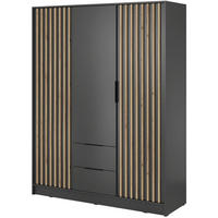 DREHTÜRENSCHRANK Kelly 155/200/51 3-türig graphit - Graphitfarben/Schwarz, Holzwerkstoff/Kunststoff (155/200/51cm) - Beautysofa