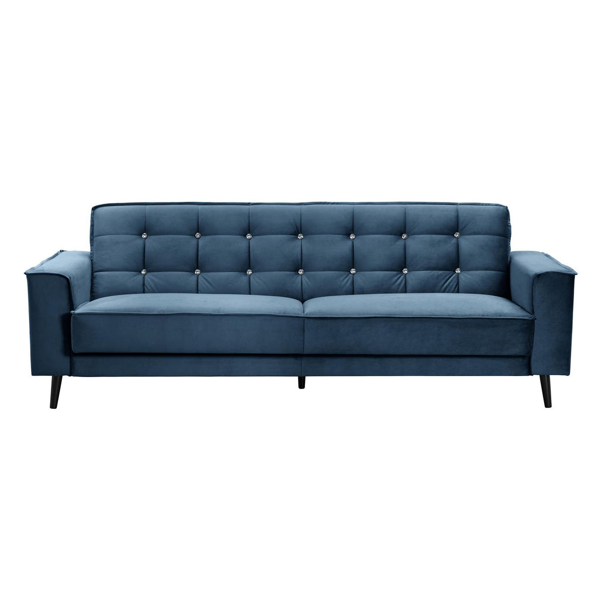 SOFA 3-Sitzer mit Bettfunktion Kaycee Samtvelours dunkelblau - Dunkelblau, Kunststoff (78/84/240cm) - 58aufmkessel