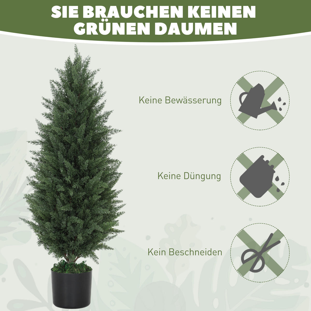 KÜNSTLICHE Zypresse 2er-Set groß 90 cm Kunstpflanze - Grün, Kunststoff (90cm) - HOMCOM