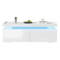 COUCHTISCH mit LED 95 x 45 x 35 cm Hochglanz Weiß - Weiß, Holzwerkstoff (95/45/35cm) - Meubliv