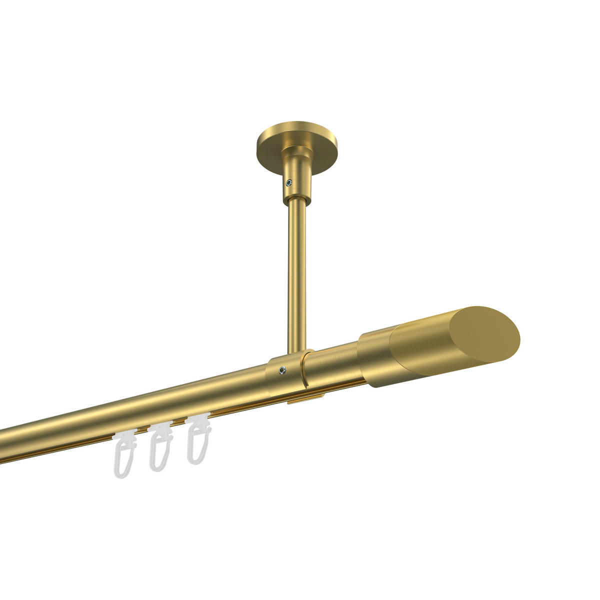 INNENLAUF-GARDINENSTANGEN-SET Sonette Verano 300 cm (geteilt in 3 x 100 cm), 1-läufig, 20 mm Ø Messing-Optik - Messingfarben/Goldfarben, Metall (300cm) - INTERDECO