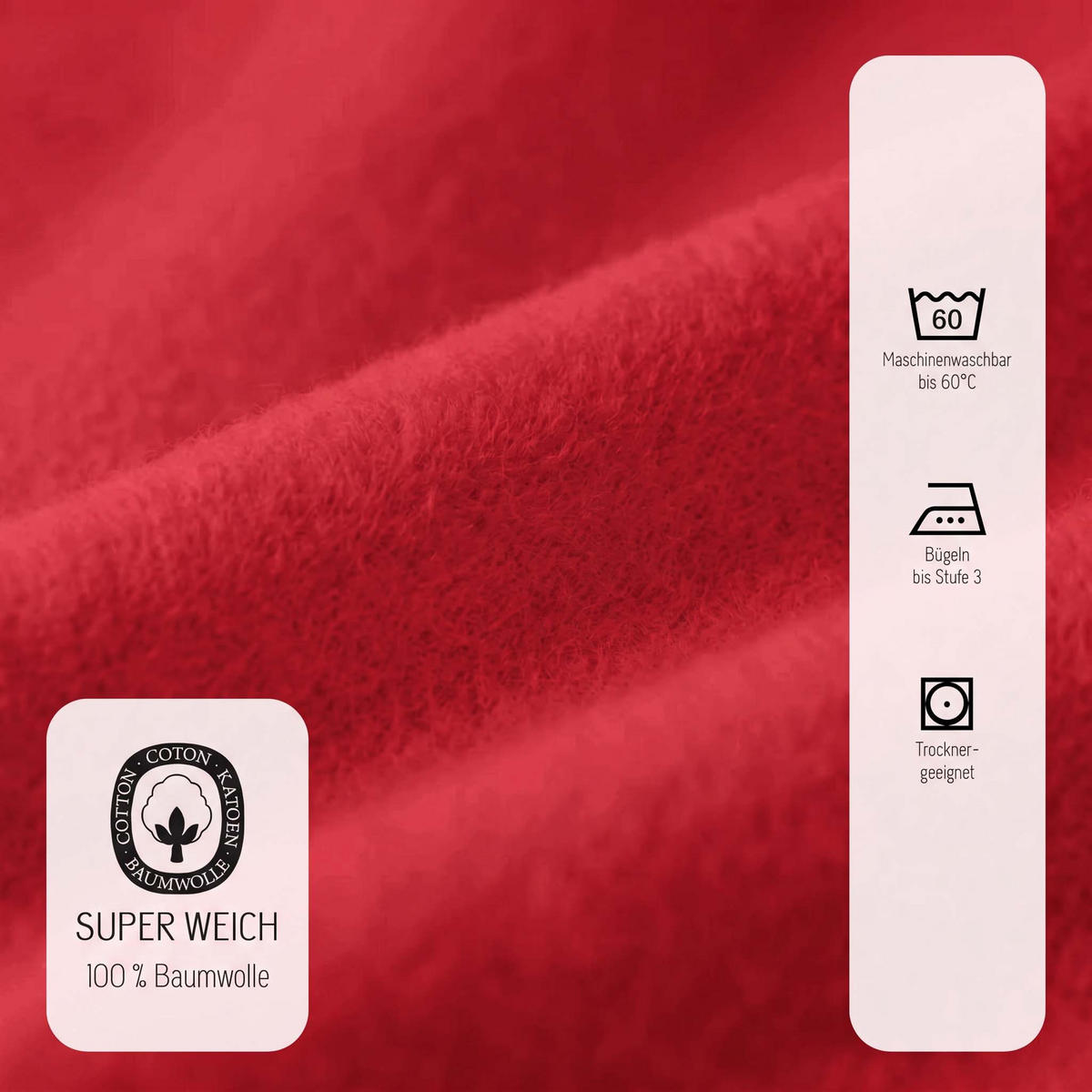 SPANNBETTTUCH Premium Biber rot, 90x190 cm - 100x200 cm - Rot, Textil (100/200cm) - biberna