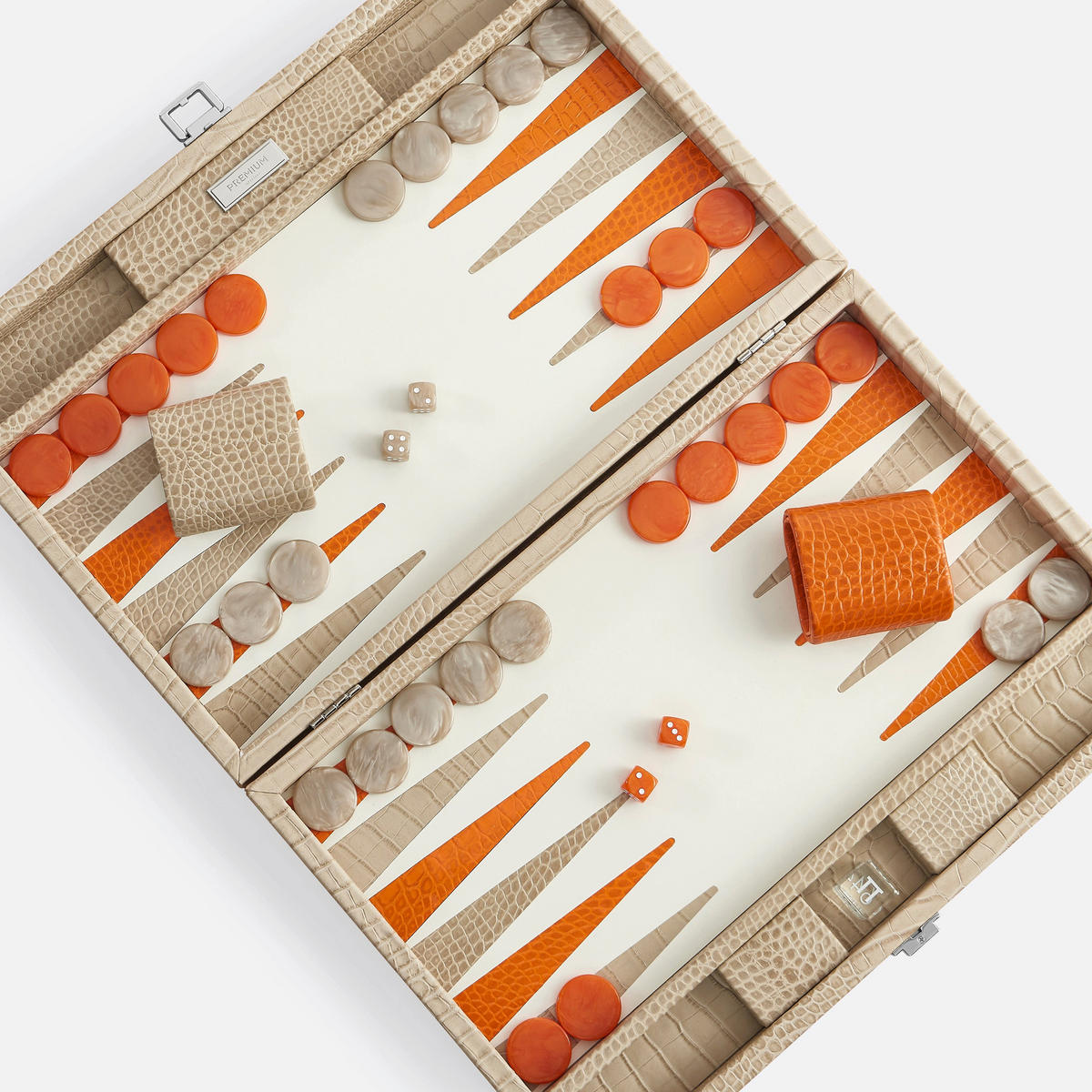 BACKGAMMON – Groß BACKGAMMON Leder Sandbeige 46cm - Beige, Leder (46/30.3cm) - Premium Interiors