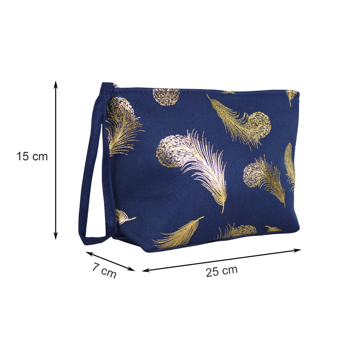 KULTURTASCHE Feder Motiv Blau - Blau, Textil (25/15/15cm) - TiborTex