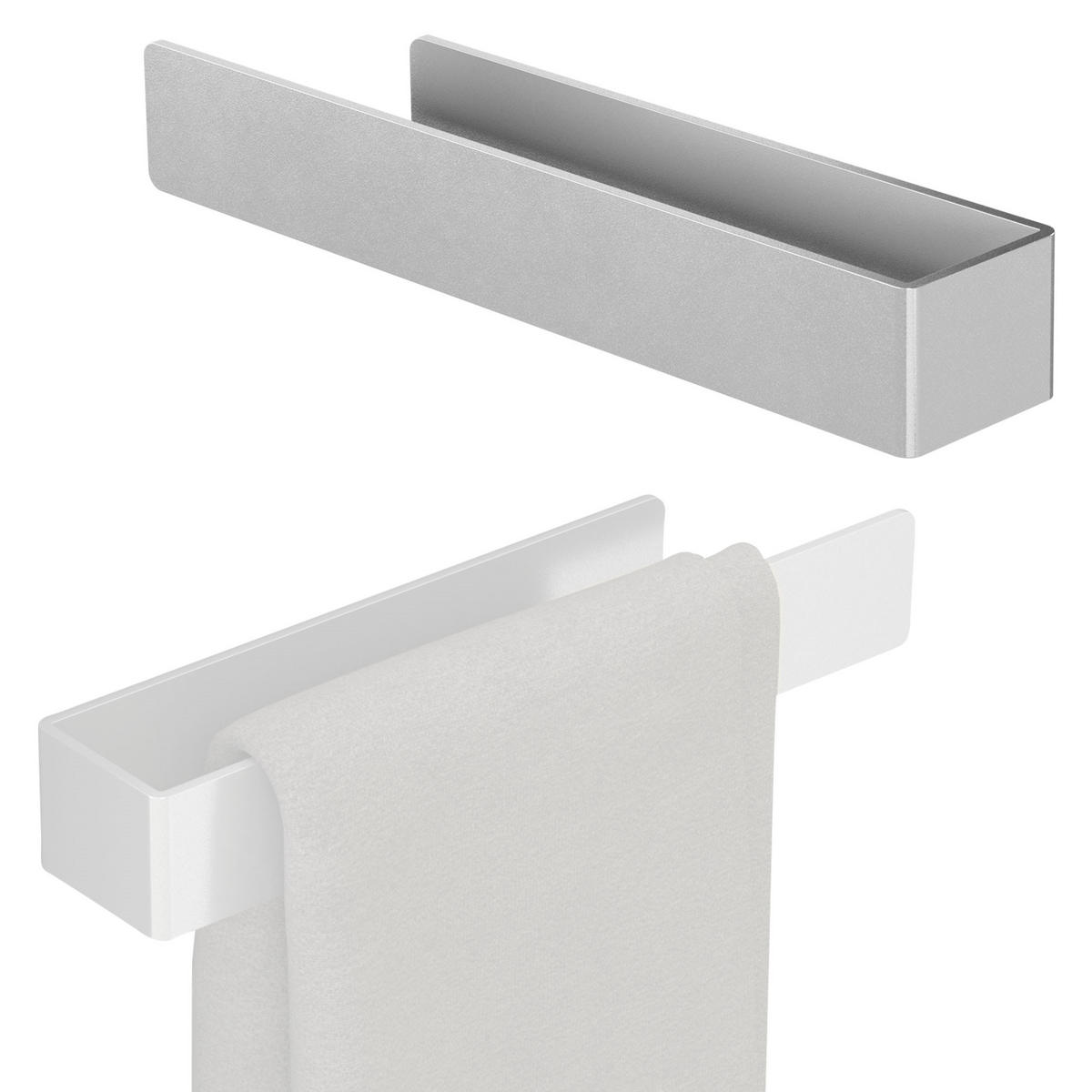 HANDTUCHHALTER ohne Bohren Silber 2er Set - Silberfarben, Metall (4.5/3.5/22cm) - ML-DESIGN