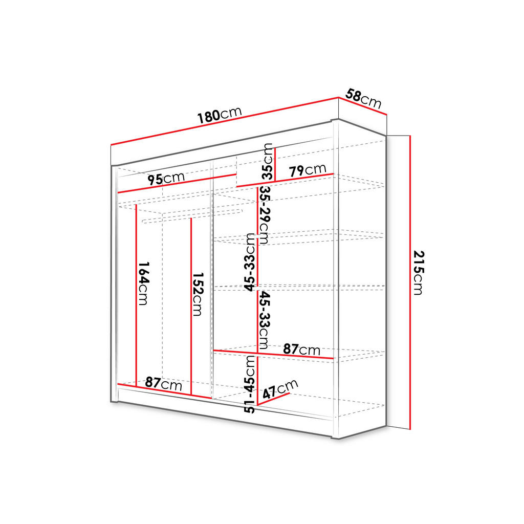 Thumbnail - Mirjan24 Schwebetürenschrank, Braun, Metall, Rechteckig, 180x215x58 cm, Schlafzimmer, Kleiderschränke, Schwebetürenschrä...