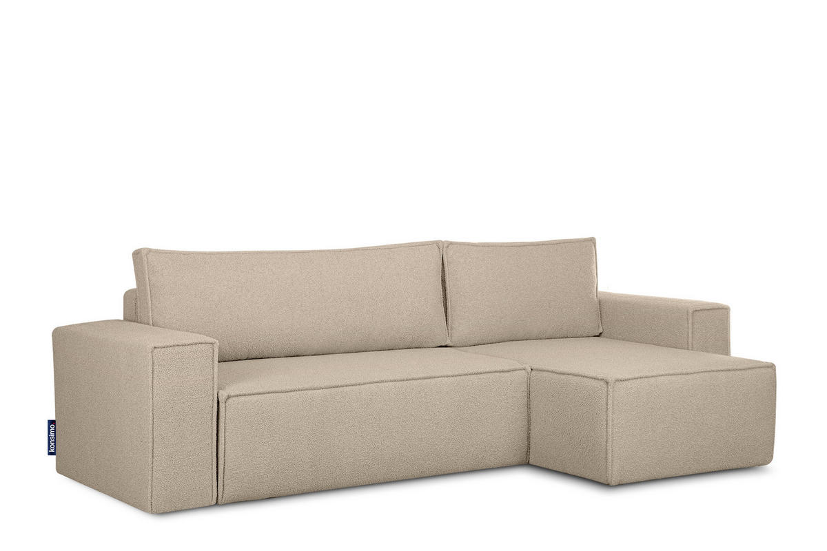ECKSCHLAFSOFA-LINKS/RECHTS NAPI II in Pet Friendly Stoff, hellbeige - Beige, Textil (262/148cm) - KONSIMO®