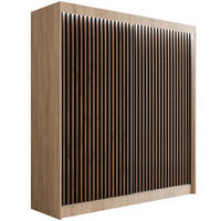 KLEIDERSCHRANK mit LED, Lamel-Schiebetüren VILANv2 - 200 cm Sonoma Eiche + Lamelle Eiche Wotan - Eiche Wotan/Sonoma Eiche, Holzwerkstoff (200/215/61cm) - ALTDECOR
