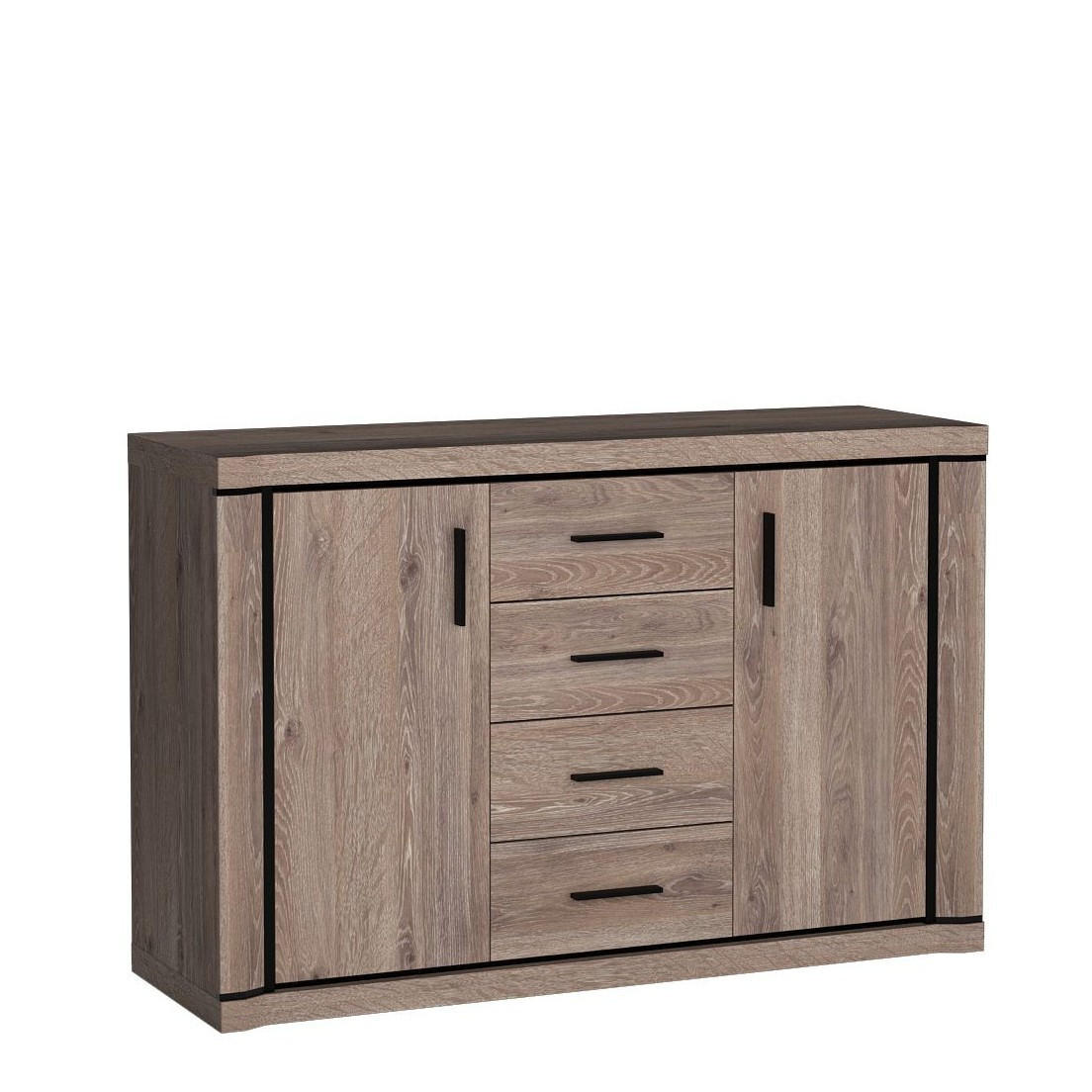 KOMMODE MALAGA 137/91/45cm mit 4 Schubladen 2 Türen Braun - Braun, Holzwerkstoff (137/91/45cm) - MASSENO