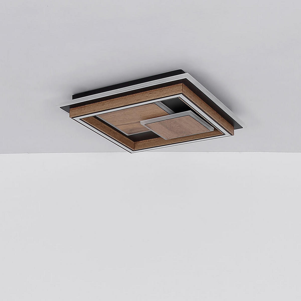 LED DECKENLEUCHTE Metall Schwarz Braun - Braun, Metall (41/41/7.6cm) - Globo Lighting