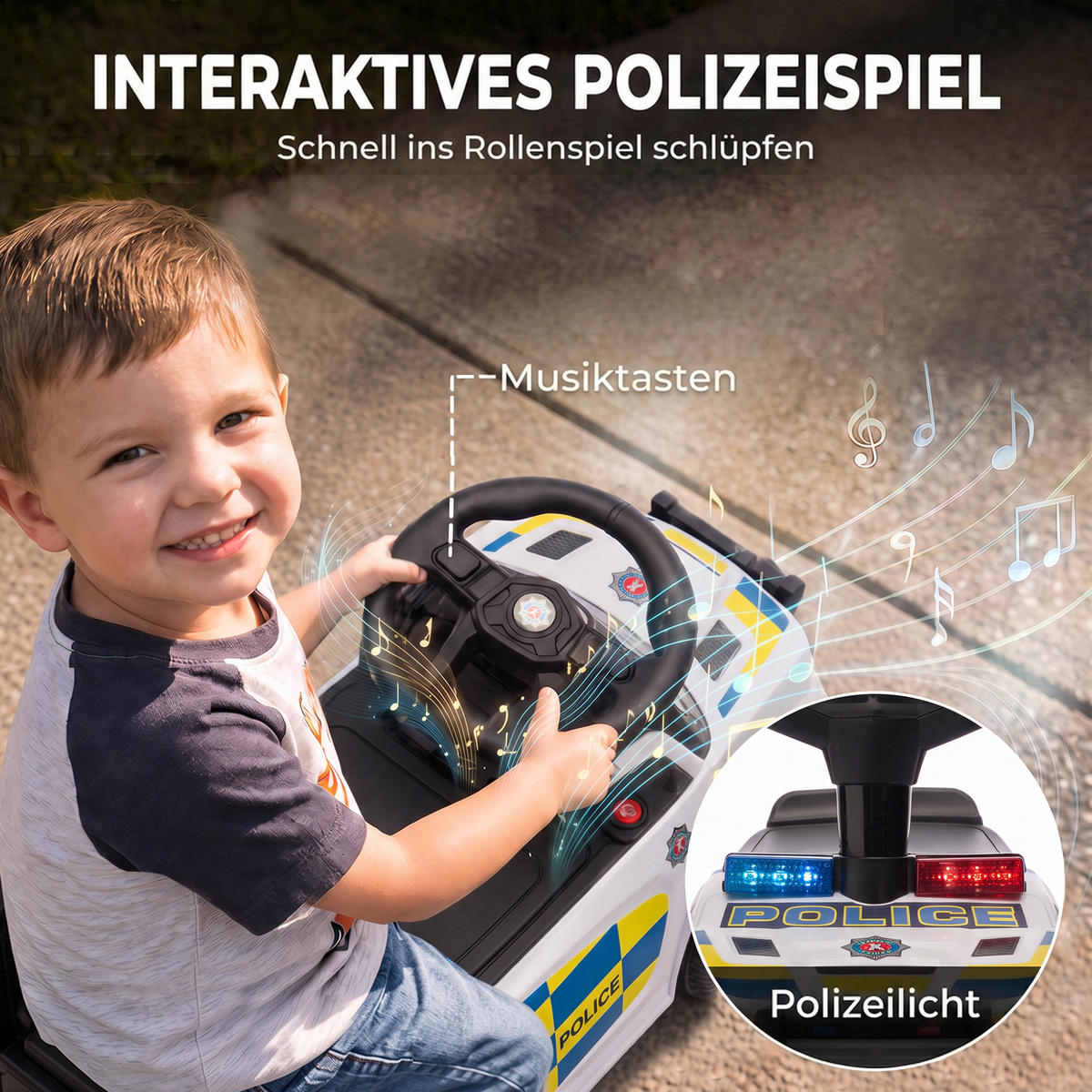 KINDER-RUTSCHAUTO PP-Kunststoff Weiß - Weiß, Kunststoff (65/29.5/36cm) - AIYAPLAY