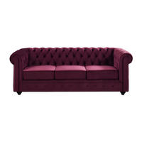 SOFA ohne Schlafmöglichkeit - 3 Personen - Samt, Stoff - Bordeaux - - Bordeaux, Textil (205/72/88cm) - Vente-Unique