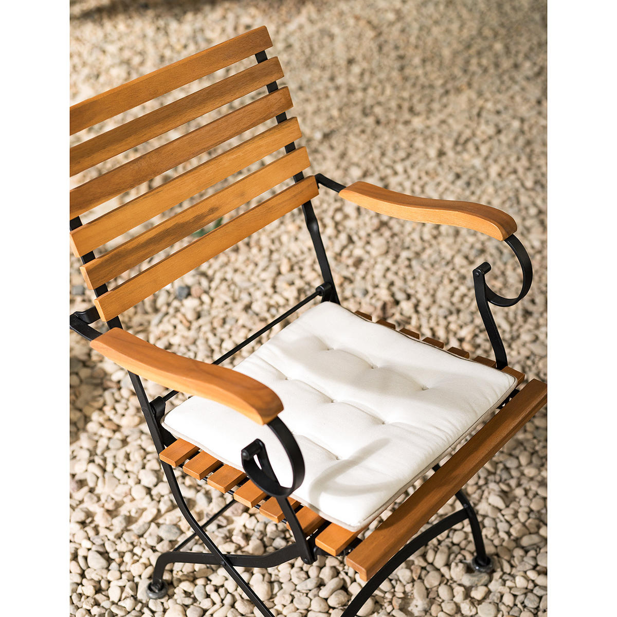 GARTENSTUHL - Akazie massiv / Stahl - Akazie / Schwarz - 2er-Set - Schwarz/Akaziefarben, Holz/Metall (58/89/52cm) - home24