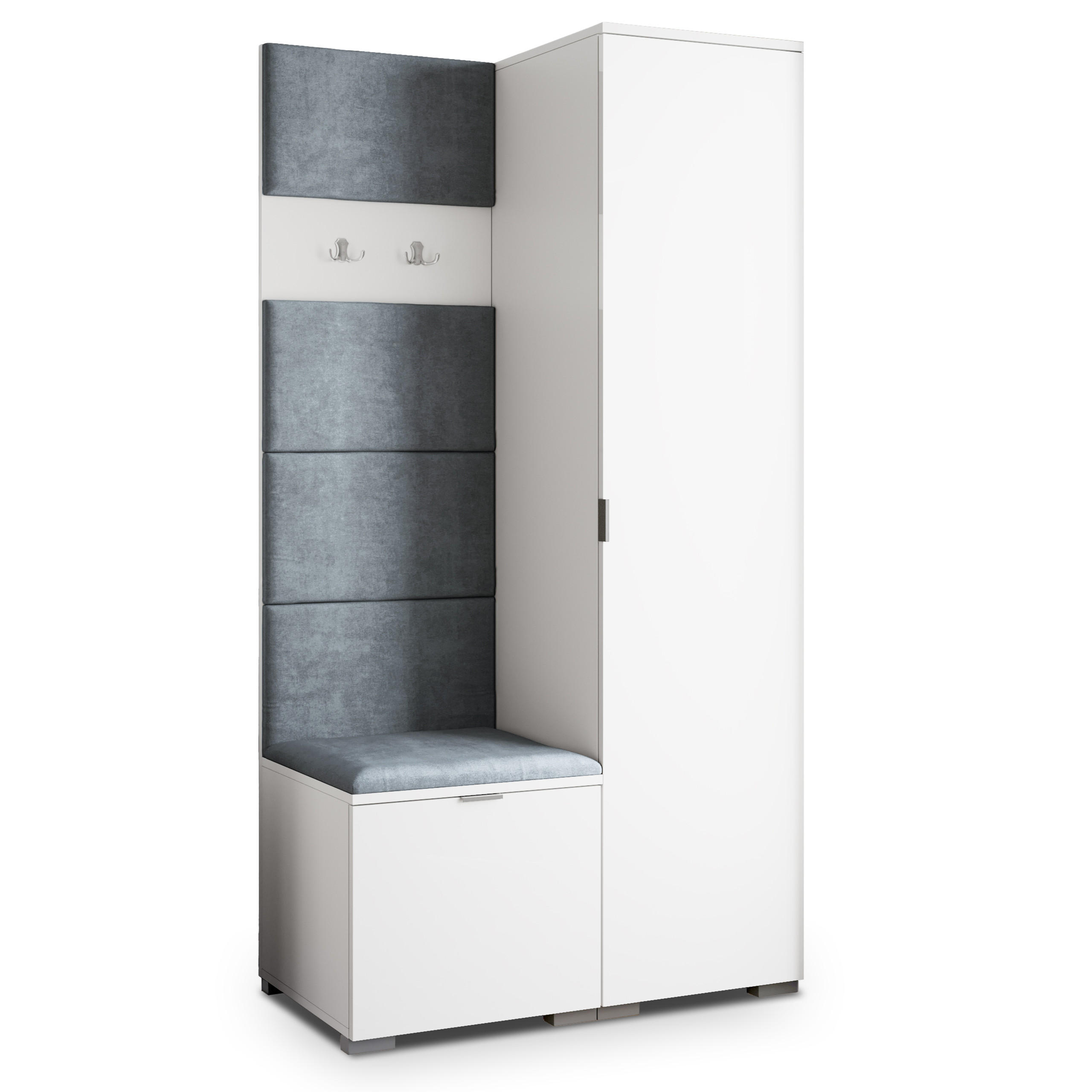Masseno Garderobenschrank Weiß, Grau 95x181x51 cm