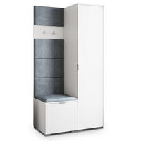 GARDEROBENSCHRANK LORI 95/181/51 cm Modern Garderobe-Set Weiß - Weiß/Grau, Holzwerkstoff (95/181/51cm) - MASSENO