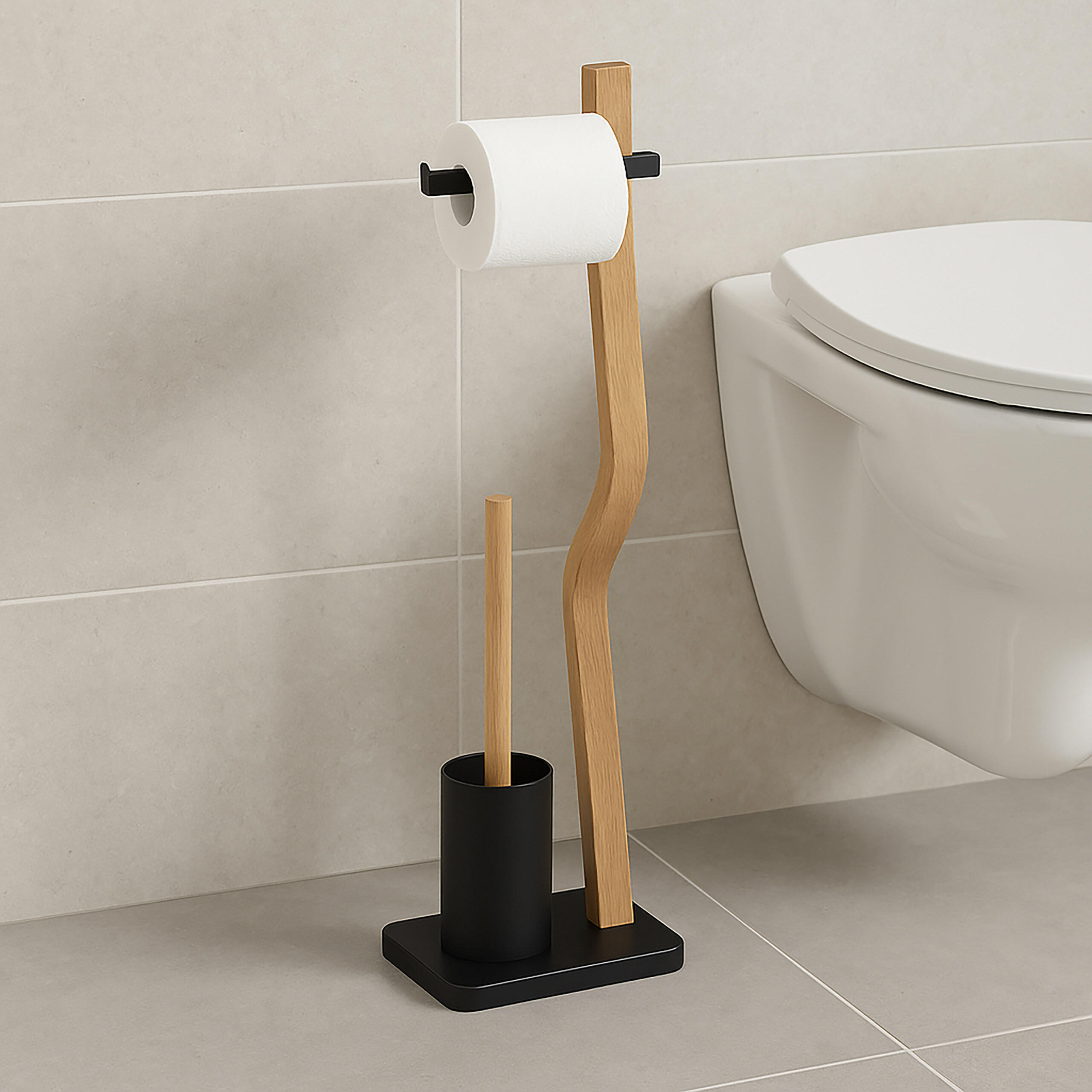 WC Garnitur - Multicolor, Holz/Kunststoff (23/78.5/18cm) - Relaxdays