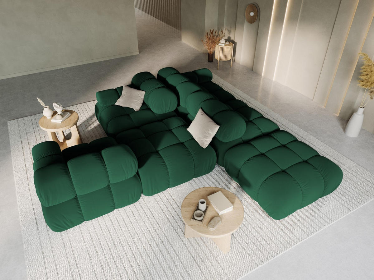 MODULARES-SOFA links Bellis aus Samt flaschengrün 4 Sitzplätze - Grün, Textil (94/63/282cm) - Micadoni