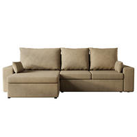 ECKSOFA Paco mit Bettkasten und Schlaffunktion, L-Form/XL-Form, Velourstoff, Universal - Cappuccino, Holzwerkstoff (276/145cm) - 4ALL HOME