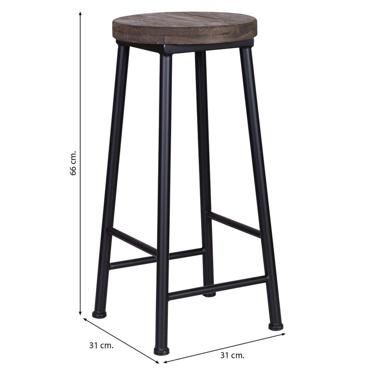 HOCKER aus Metall und Holz, 31x66cm - Braun, Holz (31/66/31cm) - Wanderlust