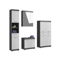 BADKOMBINATION 4tlg. Scout Bad in Rauchsilber Nachbildung und weiß hochglanz B/H/T: 186x191x34 cm - Anthrazit, Holz (186/191/34cm)