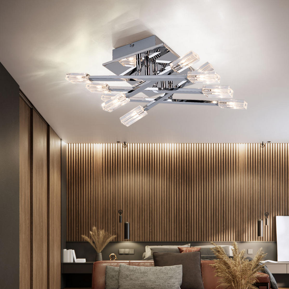 LED DECKENLEUCHTE TRIBAL Glas Silber - Silberfarben, Glas (51.5/28/11cm) - Globo Lighting