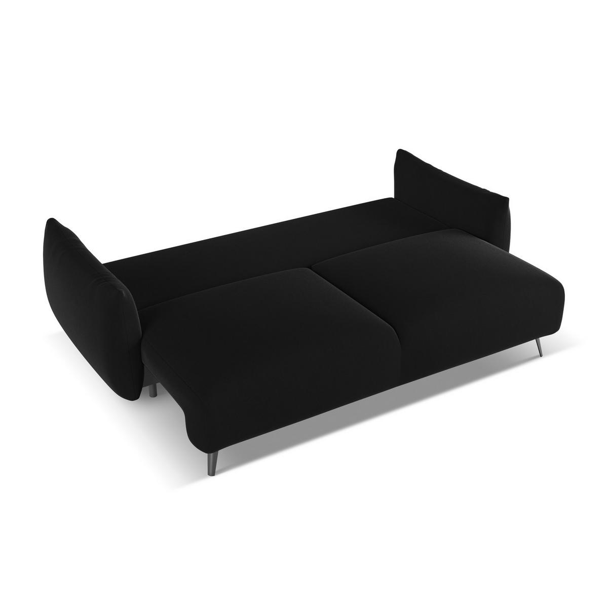 3-SITZER SOFA mit Schlaffunktion Samt Stoff Schwarz - Schwarz, Textil/Metall (230/86/105cm) - LaMiaSofa