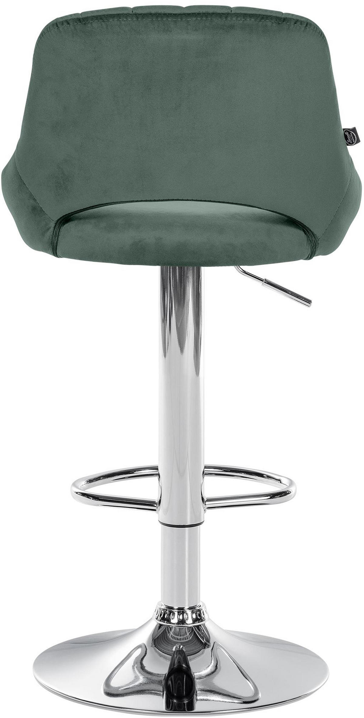 BARHOCKER Milos Samt chrom grün - Chromfarben/Grün, Textil/Metall (47/106/48cm) - TPFLiving