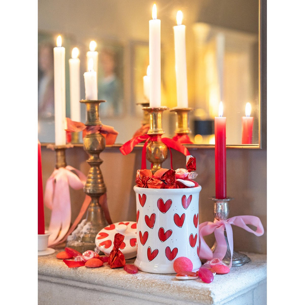 VORRATSDOSE Valentinstag Rote Herzen in Rot - 17cm - Multicolor, Keramik (12.5/17.5/12.5cm) - Blond Amsterdam