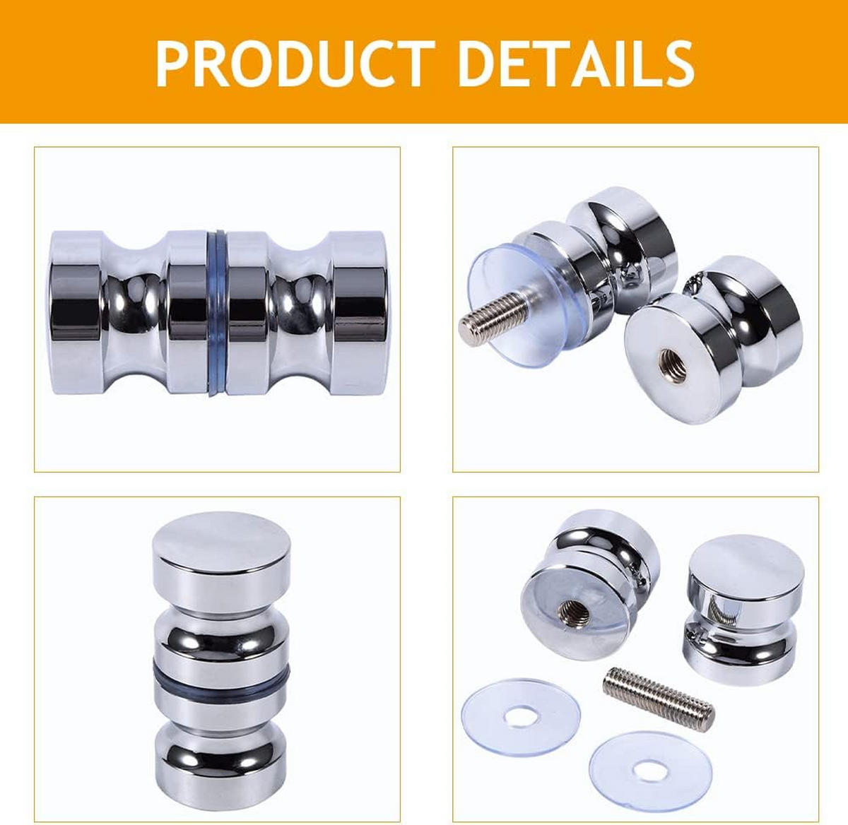 DUSCHTÜRGRIFF Rund Edelstahl Für Dusche und Schiebetür - Silberfarben, Metall (3/3/6.2cm)