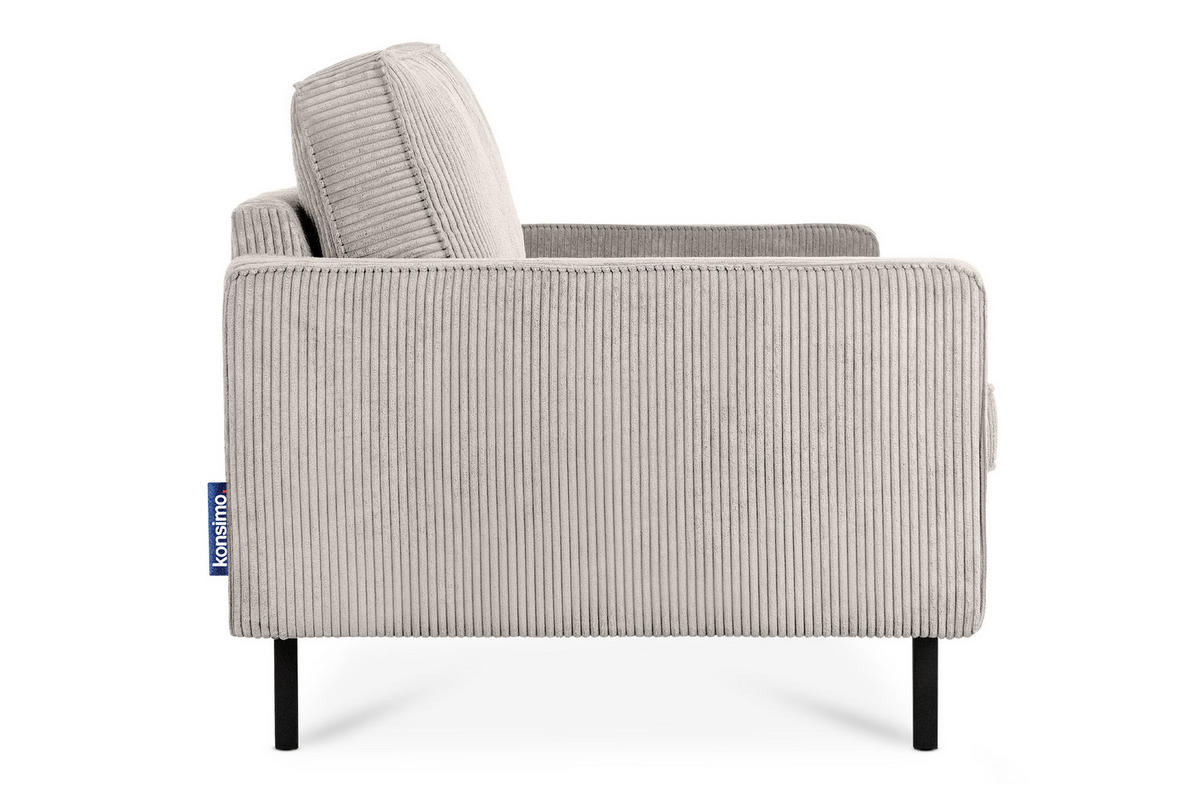 2-SITZER-SOFA INVIA Klassische-Stil mit Armlehnen, Feinkord-Stoff, Creme - Creme/Schwarz, Textil (164/87/98cm) - KONSIMO®