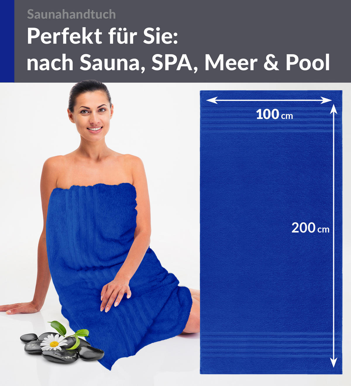 BADETUCH London Azur Blau 100x200 cm - Blau, Textil (100/200cm) - Lashuma