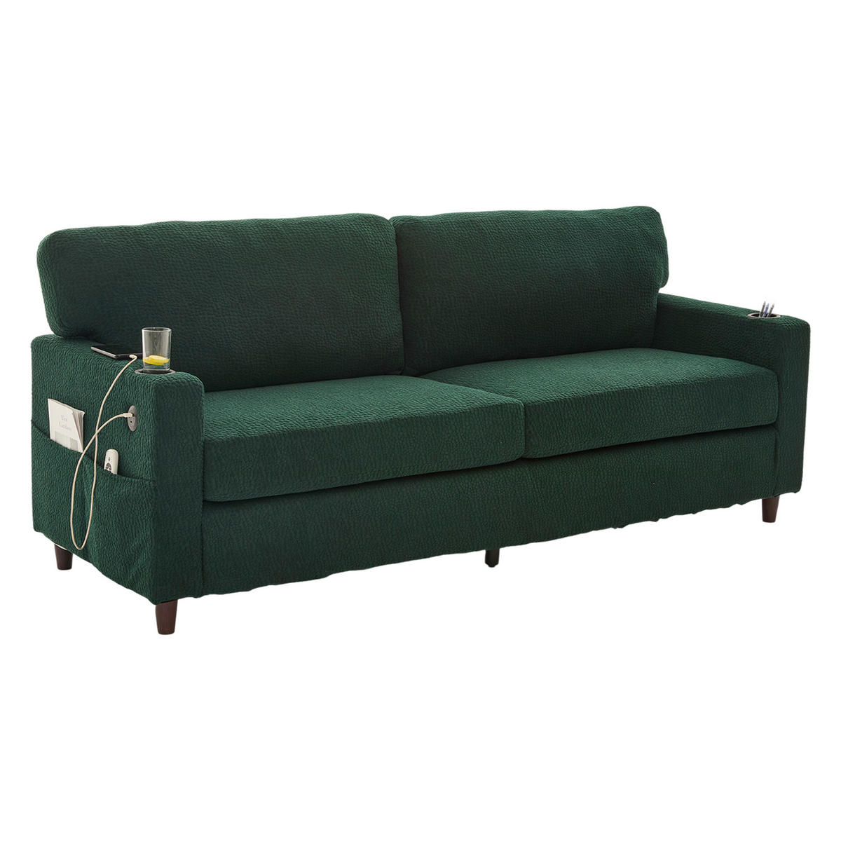 SOFA 2-Sitzer 203/77,5/86 cm Smaragd - Smaragdgrün, Textil (77.5/86/203cm)