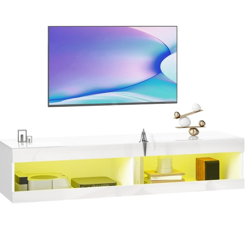 LOWBOARD 140/40/30 cm aus Holzwerkstoff mit RGB-LED-Beleuchtung Hochglanz Weiß - Weiß, Holzwerkstoff (140/30/40cm) - Modenvie