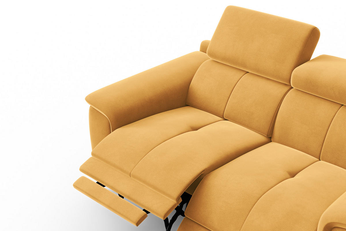 SOFA RELAX FIERO 2-Sitzer, Gelber Veloursstoff - Gelb/Schwarz, Holz/Textil (170/82/103cm) - Courtois Laville