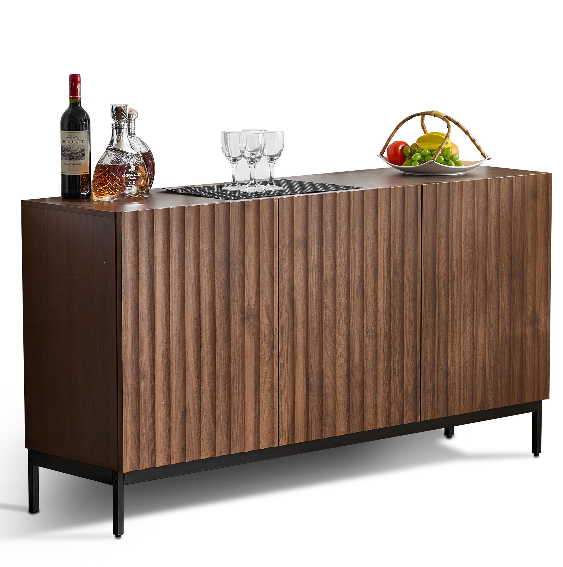SIDEBOARD 150/40/80 cm aus MDF mit 3D-Wellendesign Dunkelbraun - Dunkelbraun, Holzwerkstoff (150/80/40cm) - Modenvie