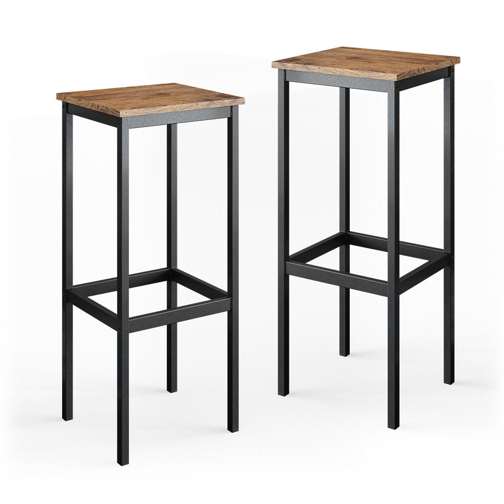 BARHOCKER 2ER SET Fyrk Eiche rustikal 32 x 78 cm 2 Teile - Wildeiche/Schwarz, Metall (32/78/28cm) - Vicco