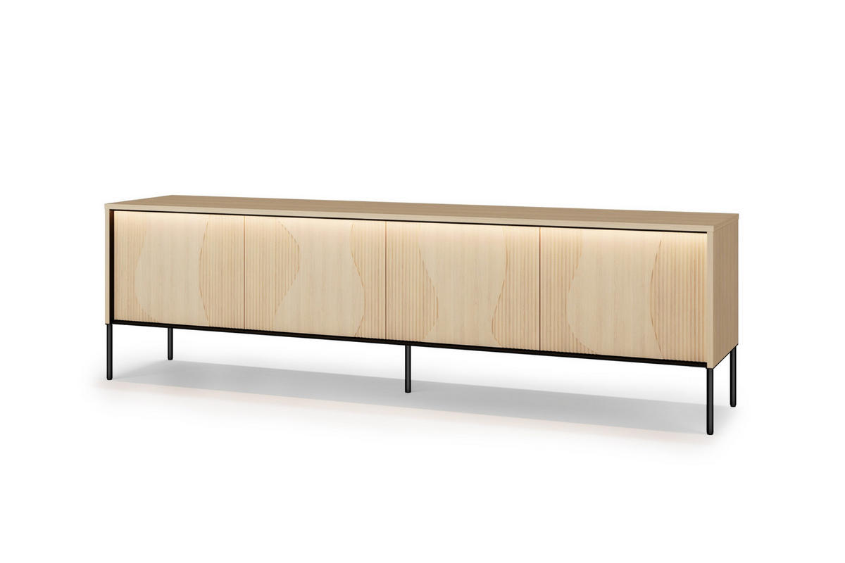 TV-LOWBOARD FAVOS 05 193/57/40 cm in Eiche Vincenza hell und Schwarz mit LED - Eichefarben/Schwarz, Holzwerkstoff (193/57/40cm) - Deine Möbel 24