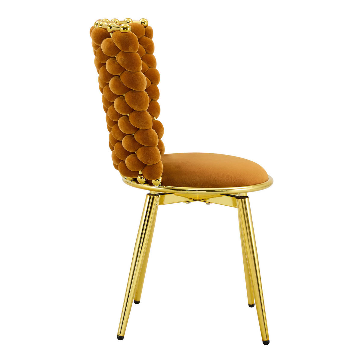 ESSZIMMERSTUHL 2er-Set Samt Orange mit goldfarbenen Beinen - Orange, Metall (50.8/87.63/53.3cm) - Meubliv