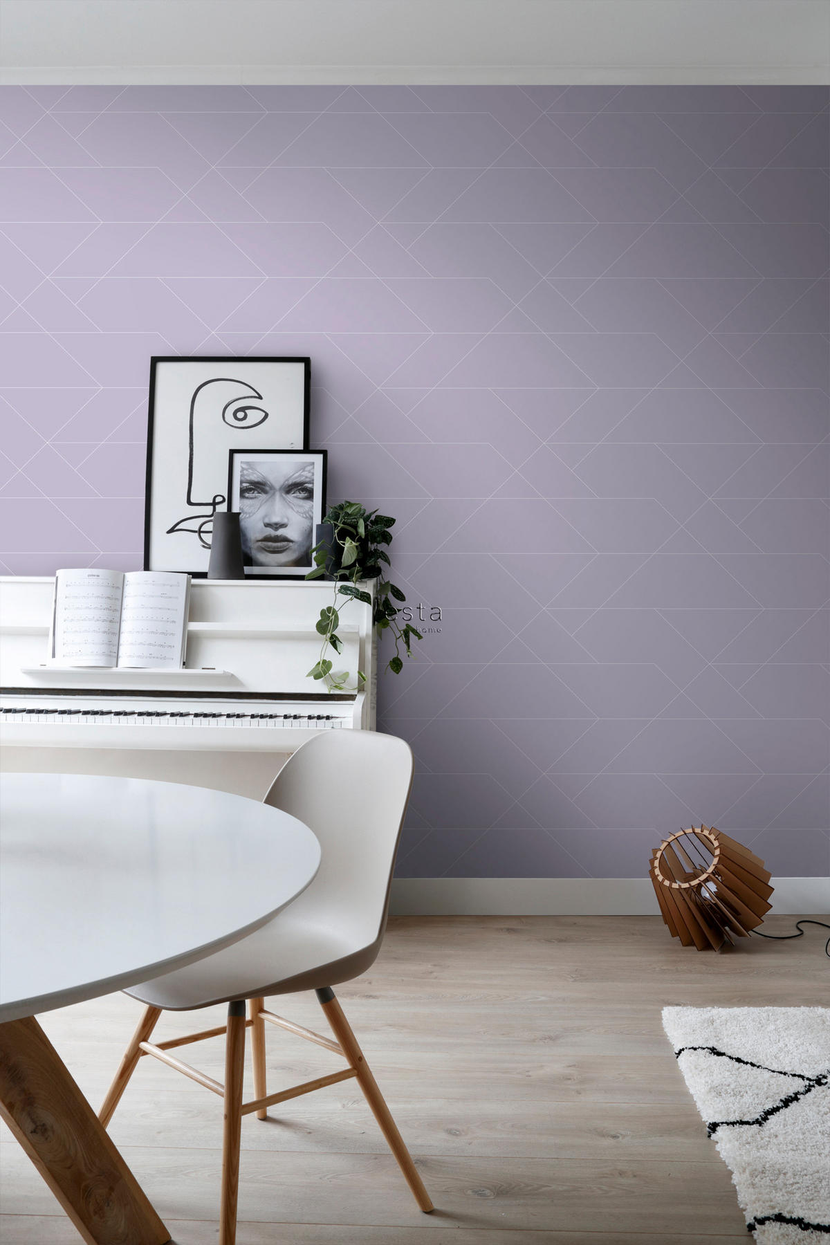 TAPETE grafische Linien 53 cm x 10.05 m - Lila, Papier (53/1000cm) - ESTAhome