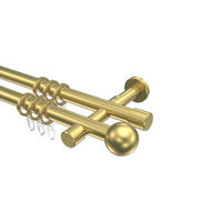 GARDINENSTANGEN-SET Prestige Luino 180 cm, 2-läufig, 20 mm Ø Messing-Optik - Messingfarben, Metall (180cm) - INTERDECO