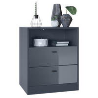 KOMMODE Pino Fronten in Grau Hochglanz - Grau, Holzwerkstoff (56/67.5/36cm) - Vladon