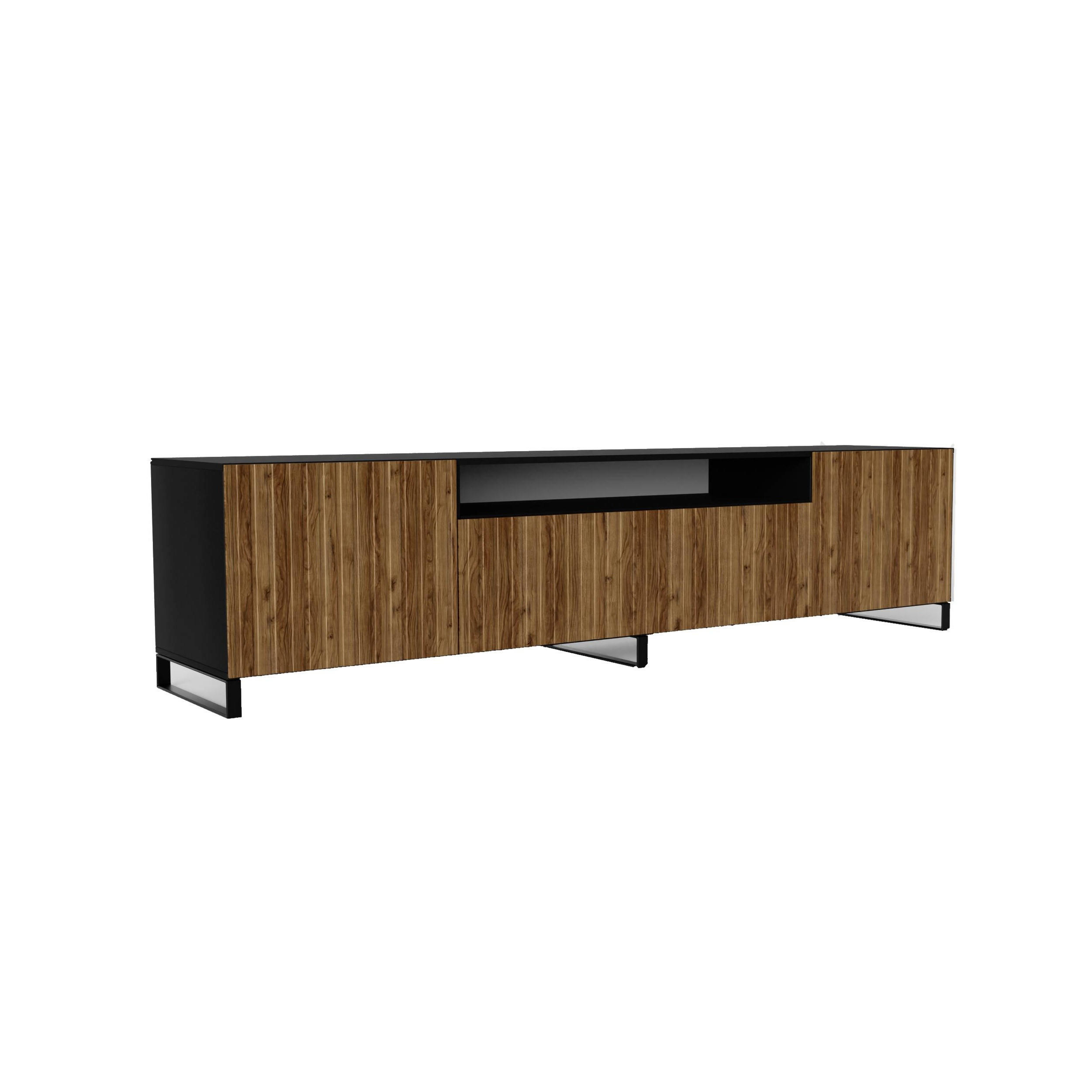 Meblini Tv-Schrank Schwarz, Wildeiche 200x53x41 cm