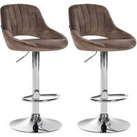 BARHOCKER 2er Set Milos Samt C braun - Chromfarben/Braun, Textil/Metall (47/106/48cm) - TPFLiving