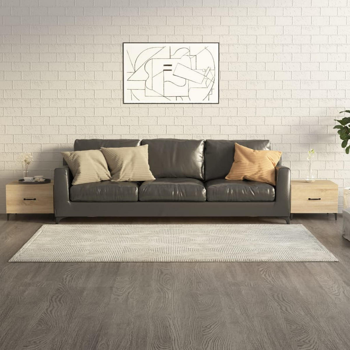 COUCHTISCHE mit Metallbeinen 2 Stk. Sonoma-Eiche 50x50x40 cm - Braun, Holzwerkstoff (50/50/40cm) - furnicato